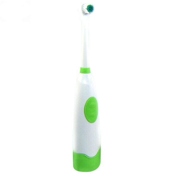Rotary electric toothbrush adult electric toothbrush children toothbrush 2 brush heads waterproof rotation oral brushes: Green