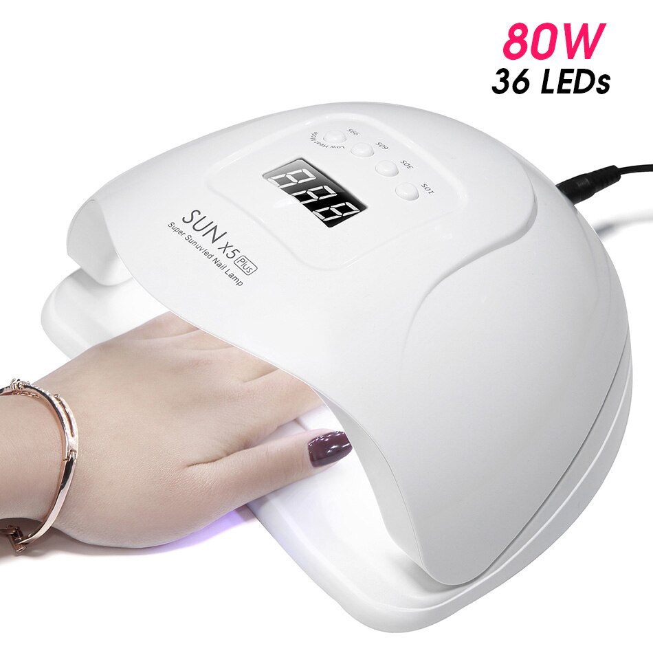 Rohwxy 66W Uv Led Lamp Nagel Droger Voor Alle Type Gels Polish Met Bodem 10 S/30 S /60 S/Timer Lcd Ijs Lamp Voor Nail Auto Sensing: Sun X5 Plus(White) / EU