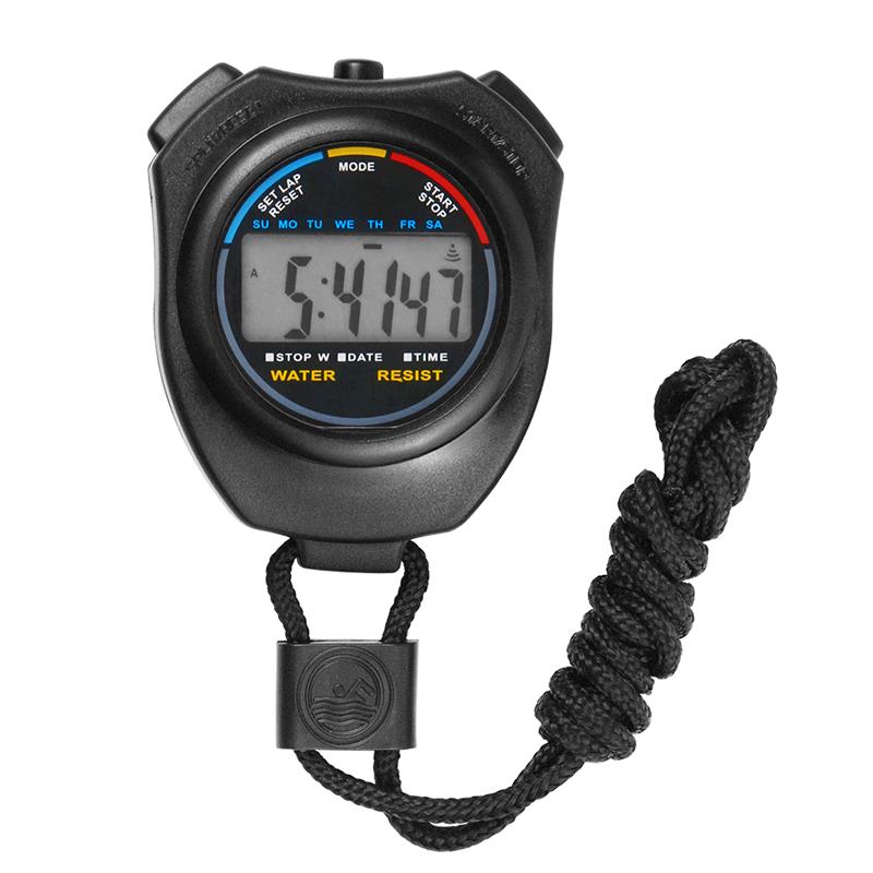 Digital Handheld Electronic Chronograph Sports Stopwatch Timer Stop Watch Display Great for Sports Coaches (Black)