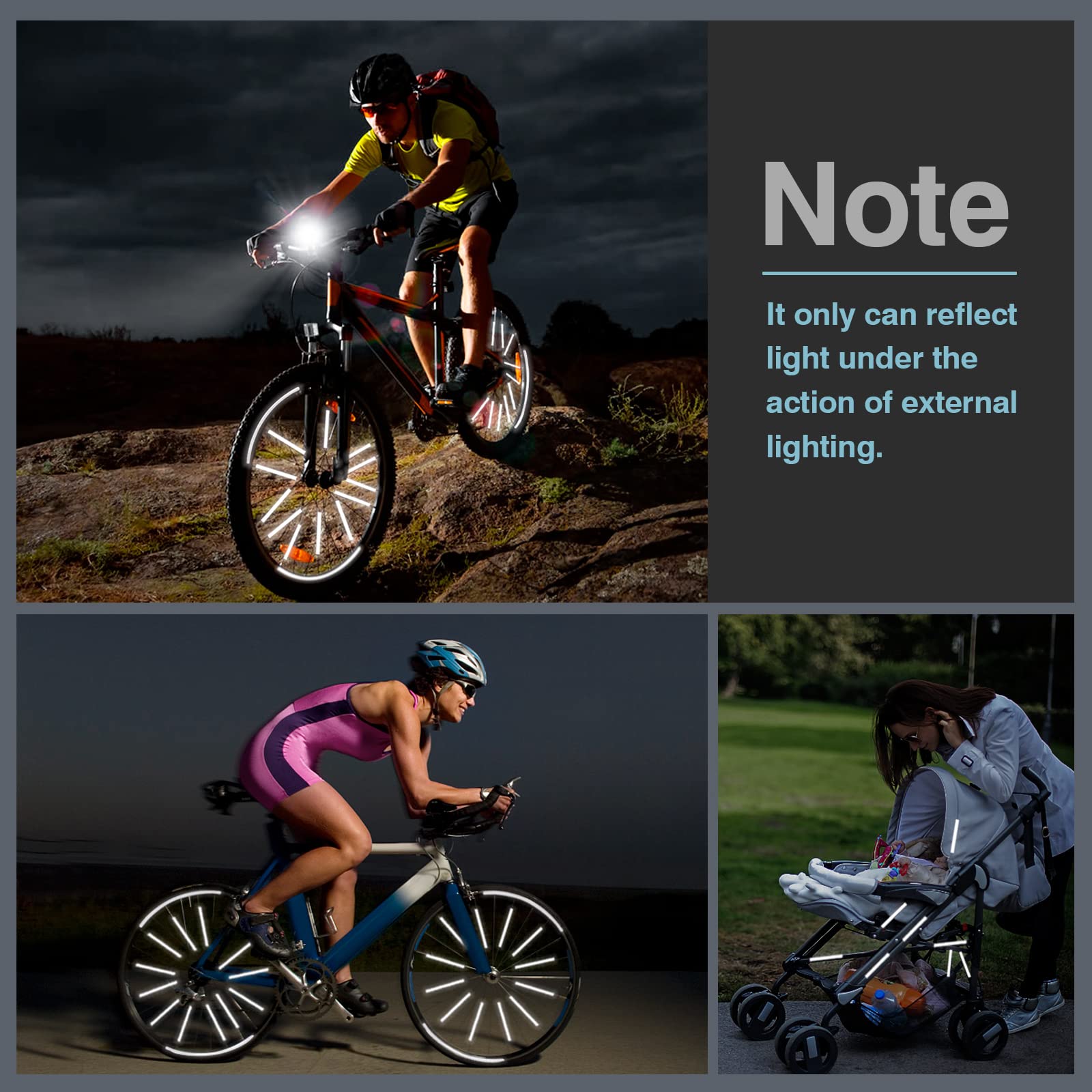 Reflector de radios para bicicleta, Clip de tubo, visibilidad de 360 °, conducción segura por la noche para todos los radios estándar de la bicicleta