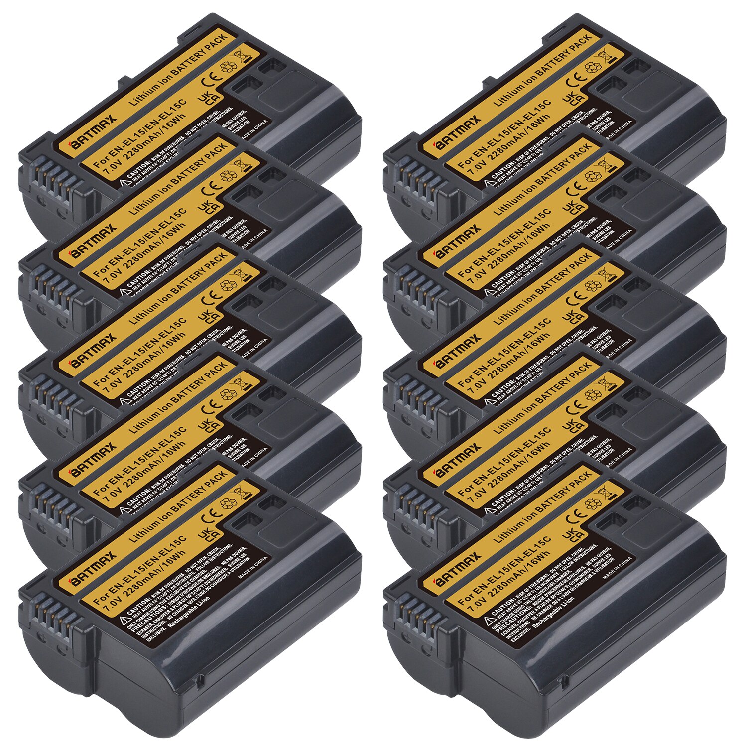 Batmax 2280mAh EN-EL15C EN-EL15 EN-EL15A Batterie für Nikon Z5,Z6,Z6 II,Z7,Z7II, d7000, D7100,D7200,D850,D750,D7500,D810,D500,D800