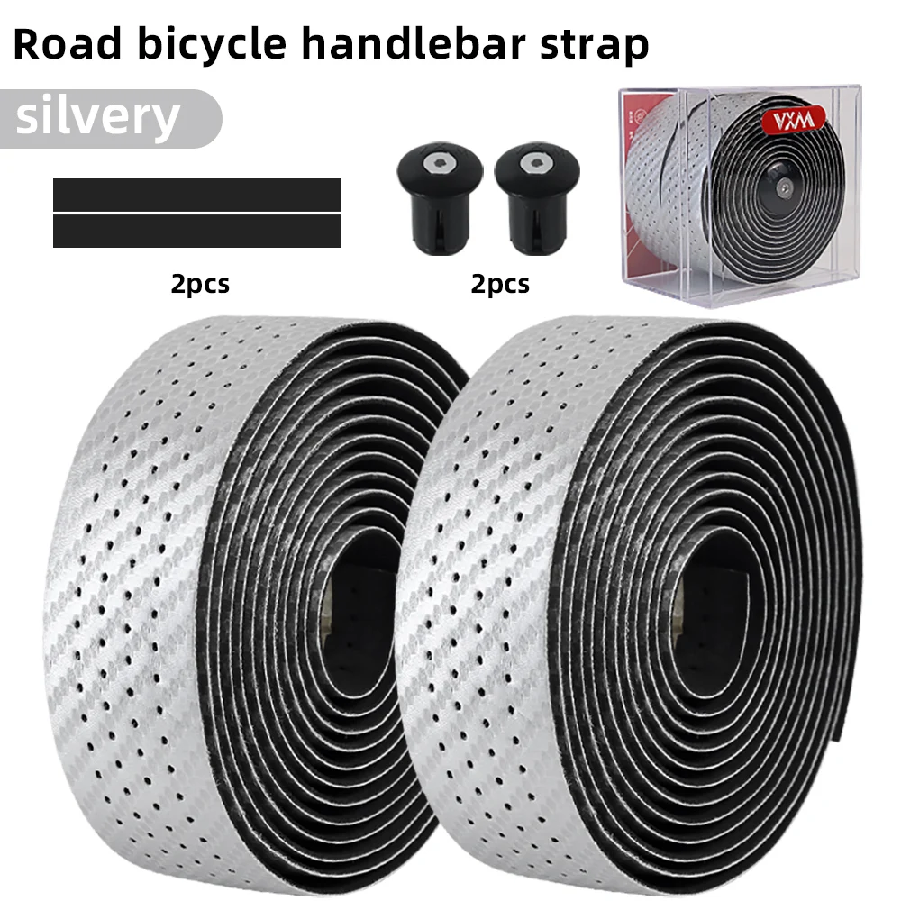 Carbon Fiber Pattern Road Bike Handlebar Tape Bar Tapes Soft Anti-Vibration Wrap Tape Durable Bar Bartape Perforated Breathable