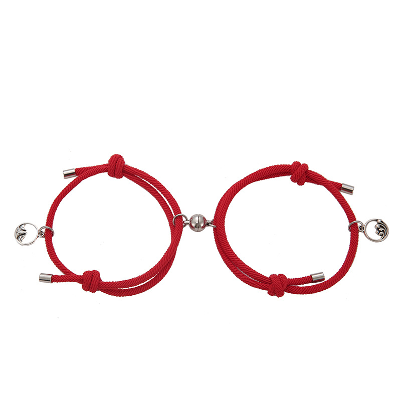 2 Stuks Paar Magneet Creatieve Handgemaakte Armbanden Mannen En Vrouwen Charme Meisje Armband Sieraden Lover Valentijnsdag Cadeau