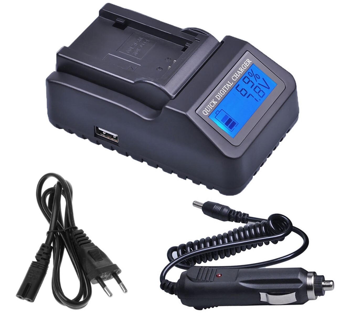 Battery Pack for JVC Everio GZ-E10, GZ-E15, GZ-E100, GZ-E105, GZ-E200, GZ-E205, GZ-E300, GZ-E305, GZ-E505 HD Camcorder: 1x LCD Quick Charger