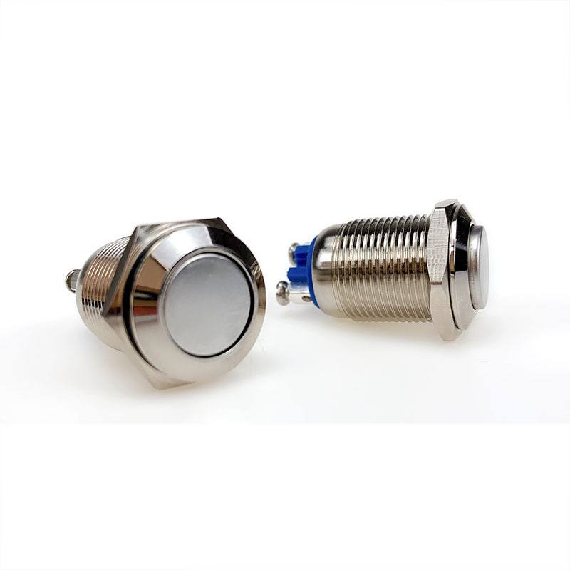 16mm IP67 Metal Push Button Switch Waterproof Nickel Plated Brass Self-reset Momentary Locking Latching NO High/Flat Round