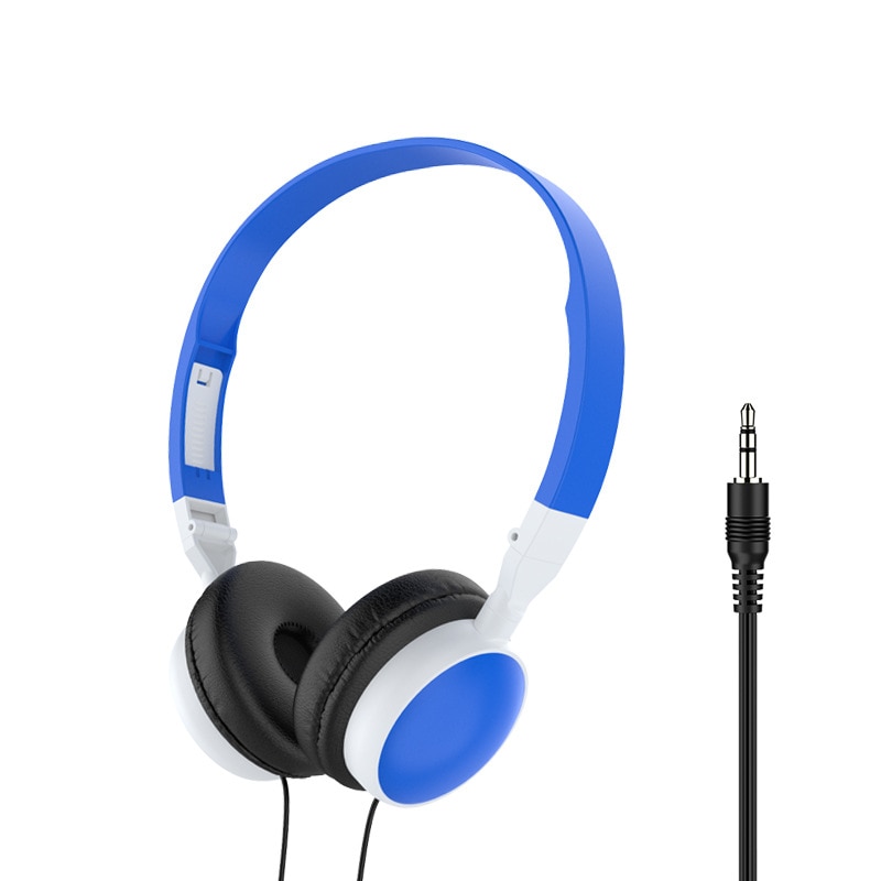Headset Cable Bass Game Headset Stereo Music Headset 3.5mm Adjustable Flexible Headset Headphone The Wired Headset Line Type 32: blue