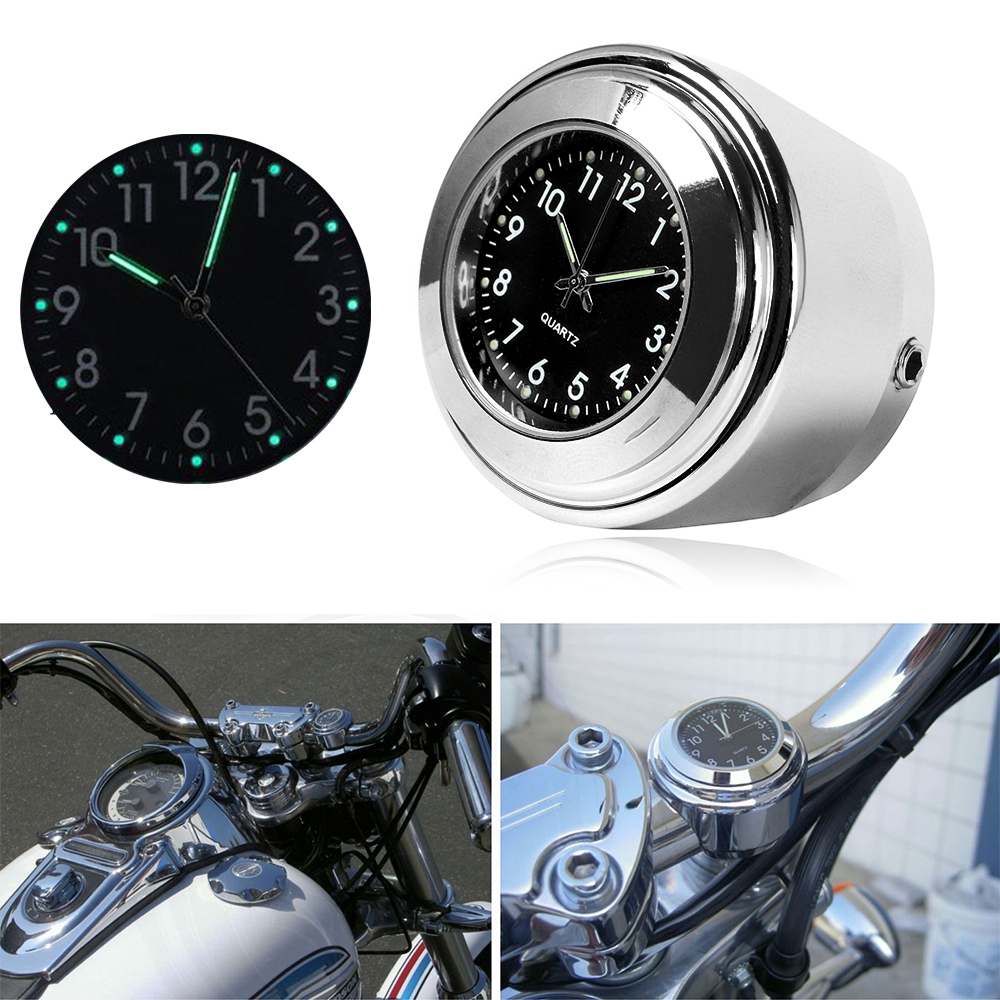2 pièces 7/8 'Moto guidon montage horloge montre étanche lumineux Moto vélo guidon cadran Quartz horloge Moto accessoire