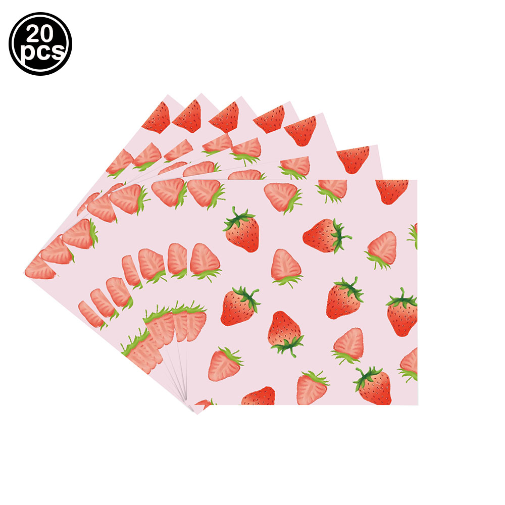Aardbei Thema Feestservies Set Papieren Borden Servetten Plastic Tafelkleed Zomer Fruit Feest Verjaardag Babyshower Benodigdheden: MULTI