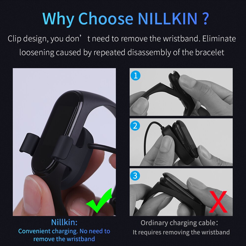 NILLKIN dla Xiaomi Mi Band 4 ładowarka Miband 4 dla xiaomi mi band 4 globalny pasek USB ładowarka dla xiaomi inteligentna opaska 4
