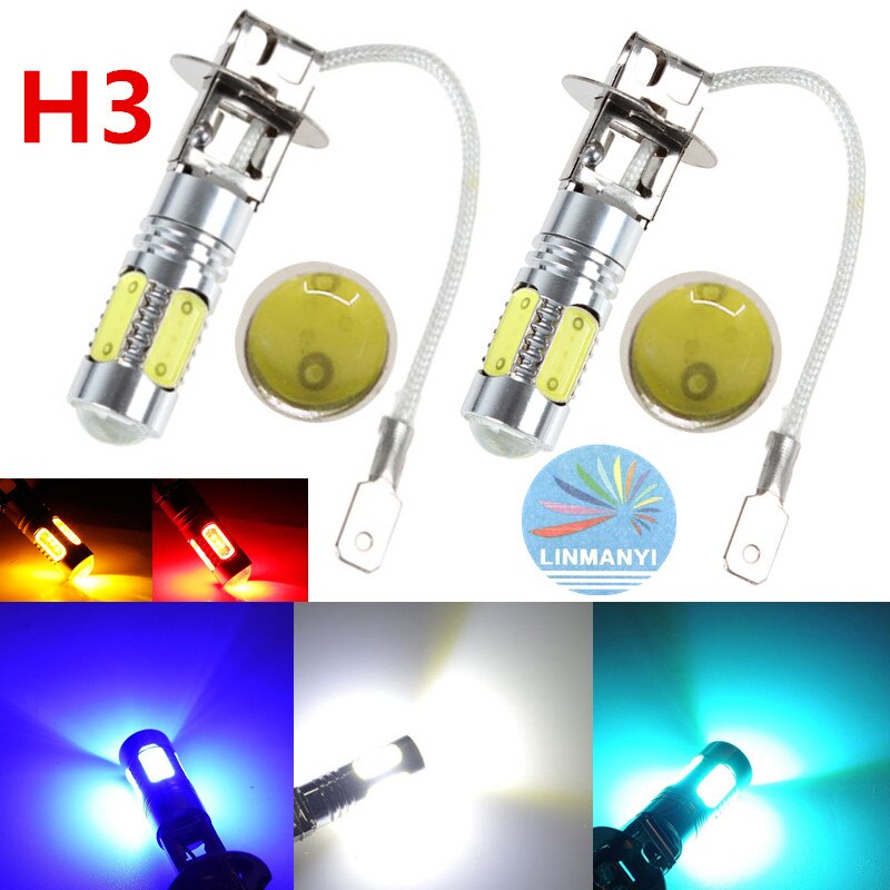 2 stuks  * h3 7.5w auto led koplampen super heldere auto mistlamp cob 12v 6000k witte lamp  h3 mistlampen