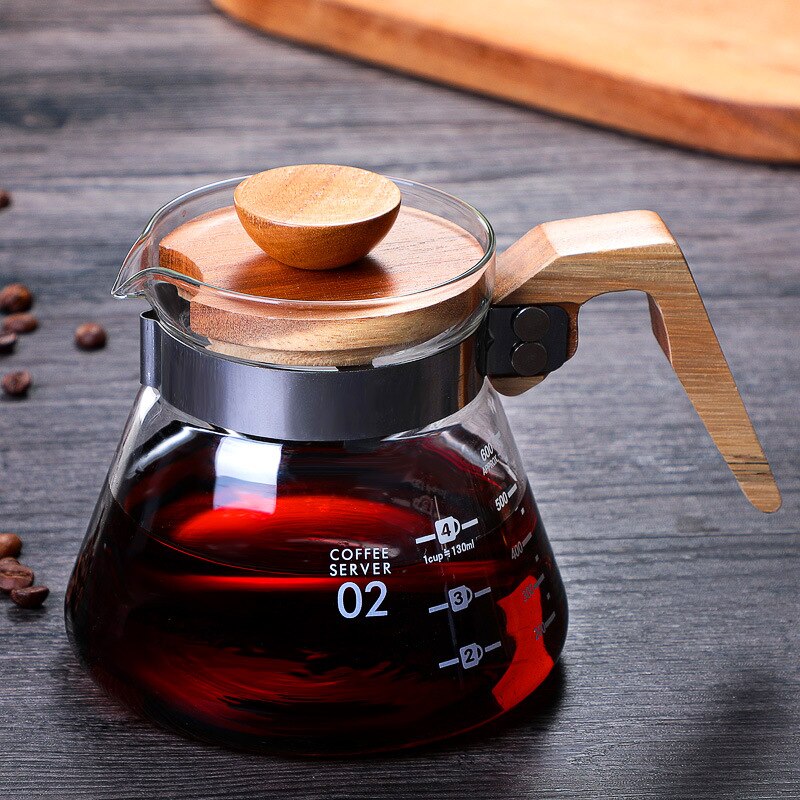 V60 Pour Coffee Pot Over Glass Coffee Dripper Glass Server Coffee Maker Coffee Kettle Brewer Barista Percolator: 600ml