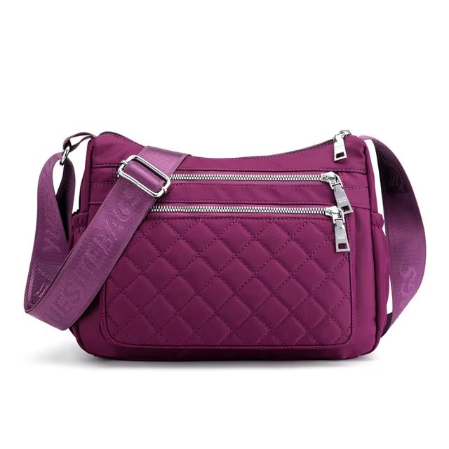 Bolso cruzado impermeable de gran capacidad para mujer, bolso de hombro informal de nailon, bolso de mano, bandolera de viaje ligera: Oro