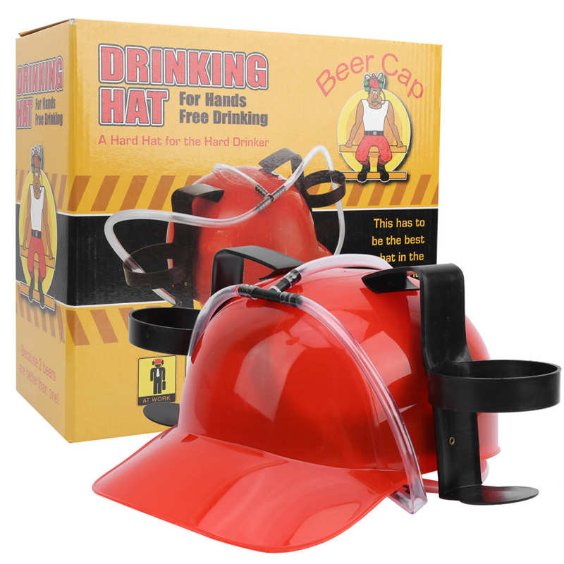 Lazy lounge Beer Soda Guzzler Helmet Drinking Hat Birthday Party Cool Unique Toy Handsfree Drink Toy Miner Hat