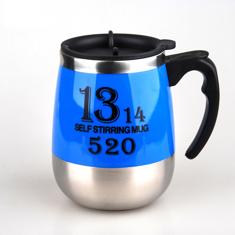 Auto rühren becher Selbst Rühren Becher Edelstahl mischen Kaffee Tee Tasse mit Deckel Automatische Elektrische Faul Kaffee Milch Mischen: 1314-Blau
