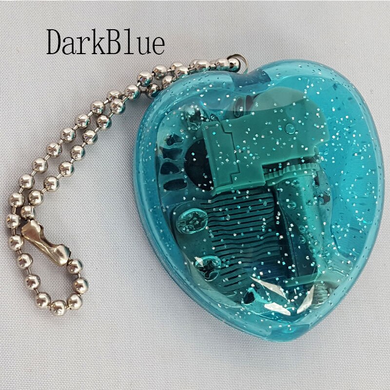 Mini caja Musical creativa en forma de corazón de acrílico caja Musical llavero para chico chica la música del cielo: DarkBlue