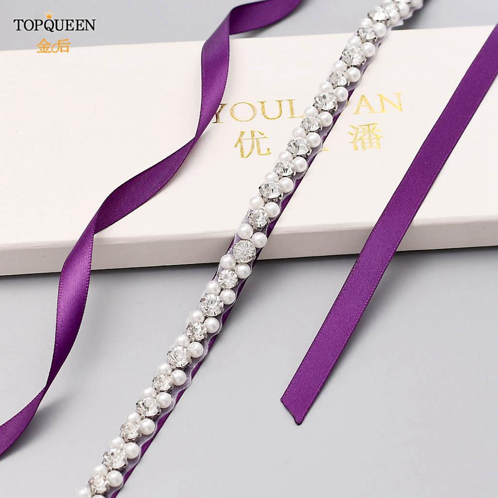 TOPQUEEN Wedding Belt for Bride Dress Pearl Rhinestone Trim Crystal Female Accessories Women Party Belt Bride pearl ribbon S381