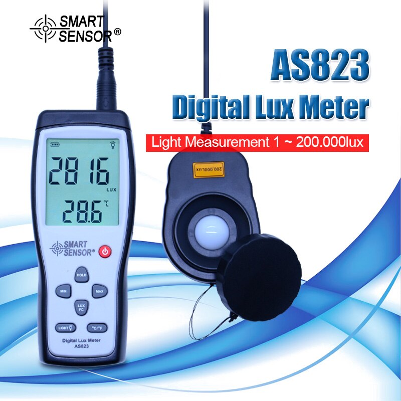 Smart sensor Digital Luxmeter Digital Lux meter Photometer Illuminometer Spectrometer High Precision Light Meter 200000lux AS823