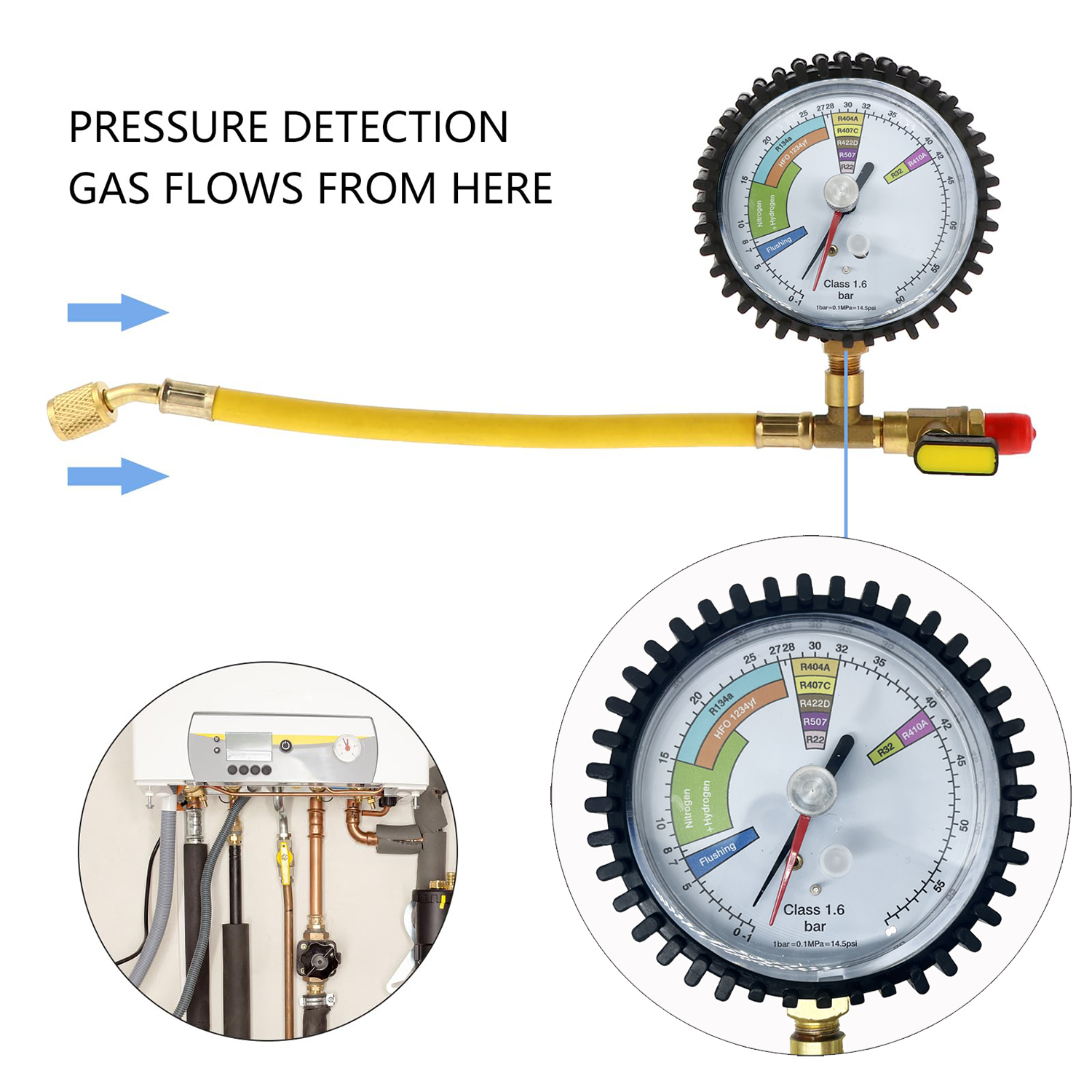 Air Conditioner Nitrogen Pressure Tester Regulator For R134a R22 R407C R410A Pressure Gauges HVAC Systems Cold Test Table Tools