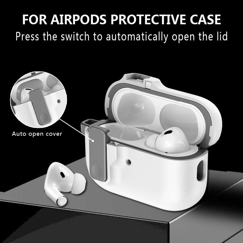 Automatic Switch Secure Lock Case Compatible AirPods Pro 2nd 1st Generation Protective Cover with Apple Air Pods 3 2 Case