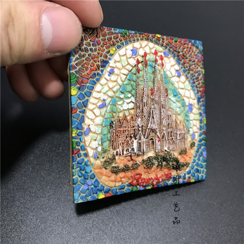 Spanien basilika i tempel expiatori de la sagrada familia håndmalet køleskabsmagneter souvenir barcelona magnet køleskab