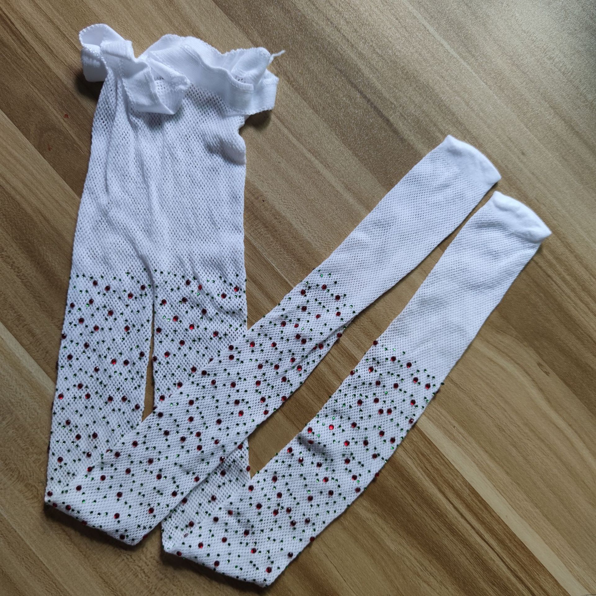 7-12years Bling Strass Visnet Mesh Mode Panty Kinderen Panty Meisjes Hollow Sokken Zwart Blauw Wit Roze KF207: white