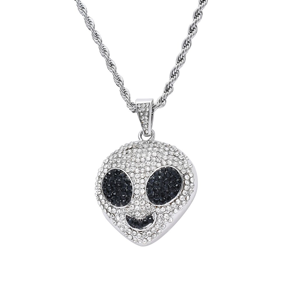 Ausverkauf 9 stile Hip Hop Kristall Cartoon Anhänger Halskette Schmuck für männer ICED OUT BLING BLING N01: N003 silver