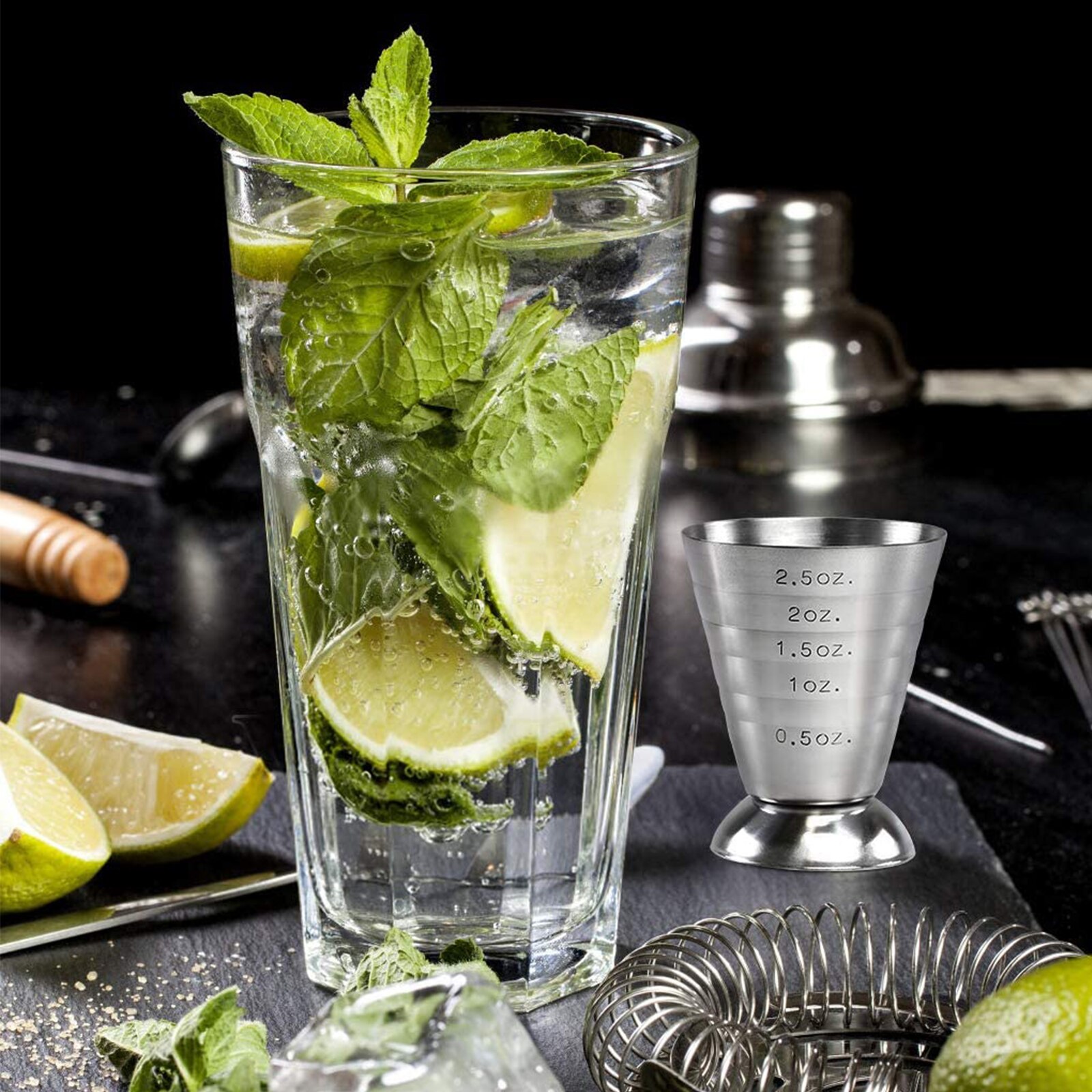 Scale Cup Bar Supplies Measuring Shot Mug Ounce Cup Measuring Spoon Stainless Steel Mixed Cocktail Bar Party 75ml Graduated Cup