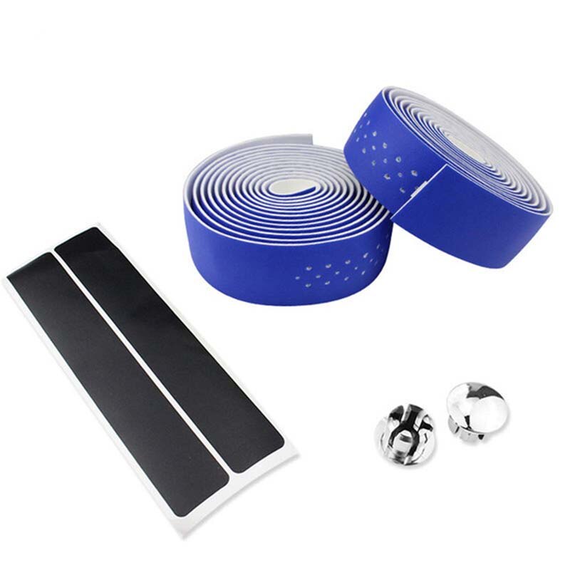 Bicycle Handlebar Tape MTB Road Bike PU Leather Perforated Belt Breathable Bike Handle Bar Wrap Straps Fixed Gear Belt BC0143: Blue