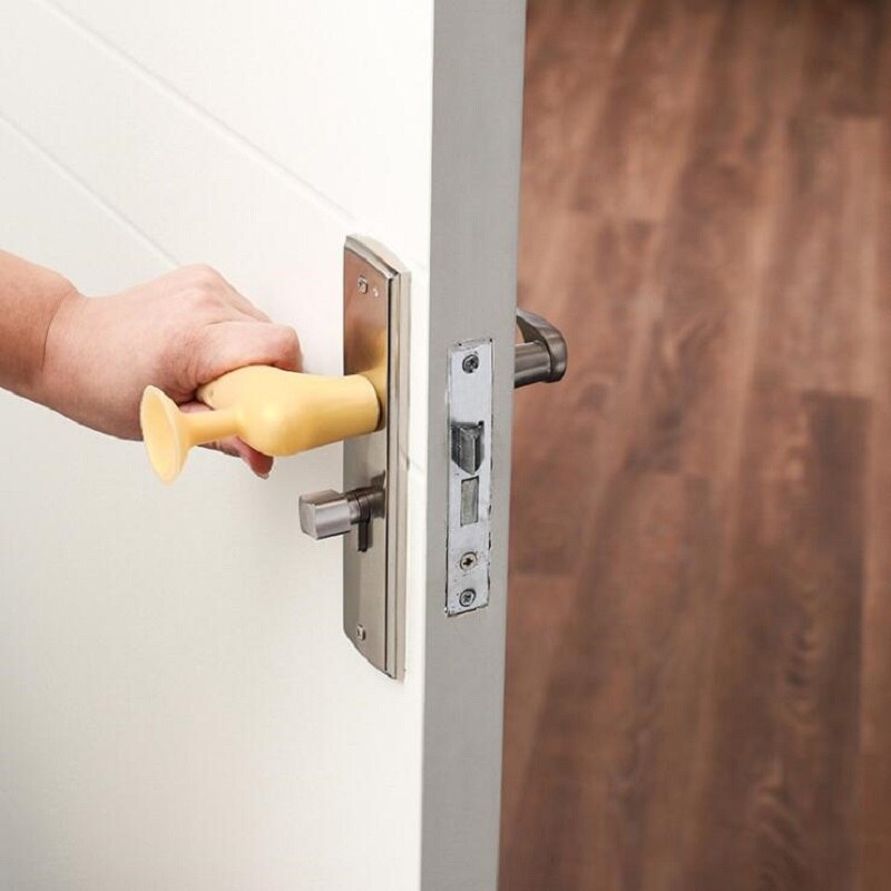 Almohadilla de seguridad para manillar de puerta, guantes de silicona a prueba de polvo con ventosa, protección de pared, productos domésticos