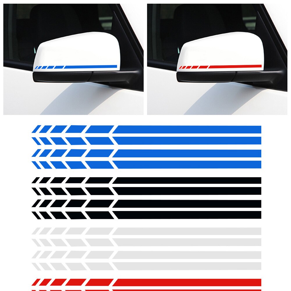 4 Stks/set Auto Sticker Achteruitkijkspiegel Side Decal Streep Vinyl Vrachtwagen Voertuig Lichaam Accessoires Zwart/Wit/Rood/blauw 20*0.7Cm