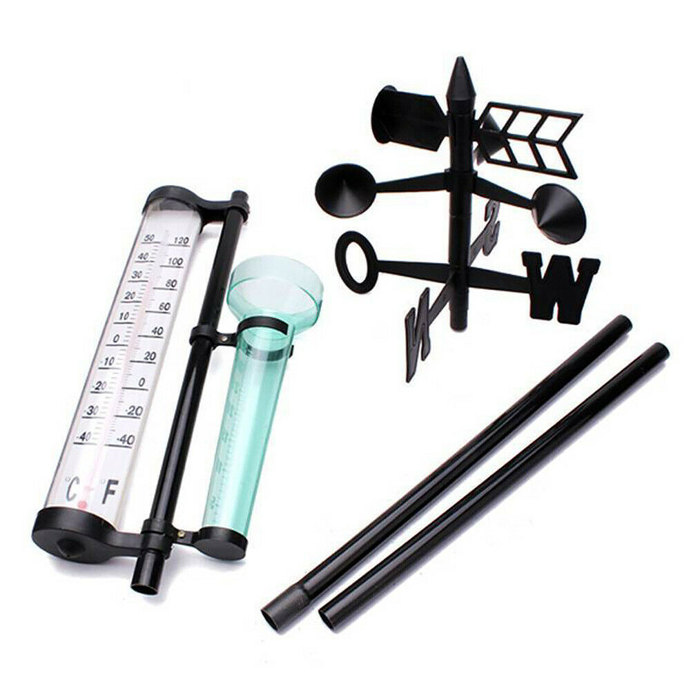 Garden Outdoor Weather Station Meteorological Measurer Vanes Tool Wind Rain Gauge Thermometer _WK