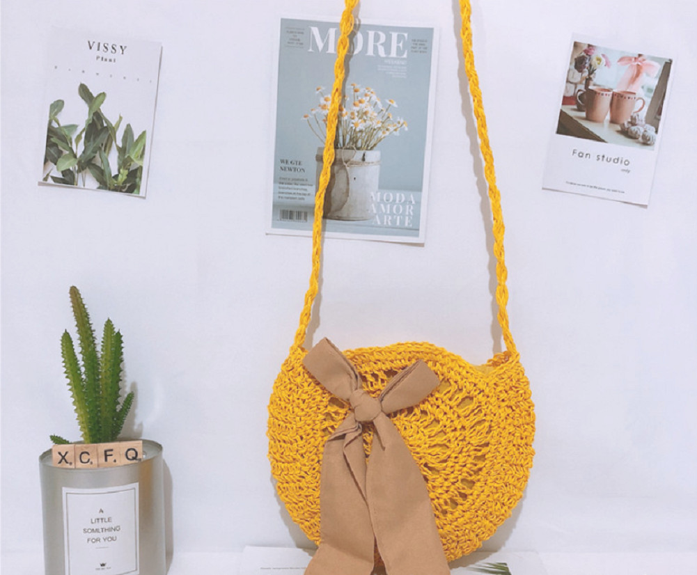 Women Bag Handmader Rattan Straw Bag For Woven Round Handbag Lovely Crossbody Summer Travel Beach Bag