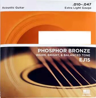 Acoustic Guitar String One Set Of 6 Strings Bronze Material Full Bright Tone Extra Light Gauge Electric Guitar Strings sets: EJ15