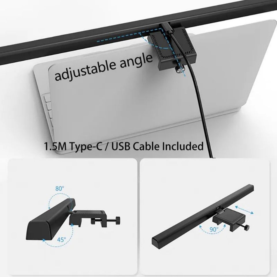 Barra de luz para monitor de computador, controle remoto sem fio, interruptor dimmer de lâmpada de tela múltipla, alimentado por USB, luz suspensa LED de leitura eletrônica