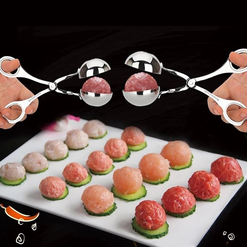 304 Rvs Gehaktbal Tang Keuken Tool Huishoudelijke Fishball Machine Knijpen Gehaktbal Artefact Rijst Bal Moldld