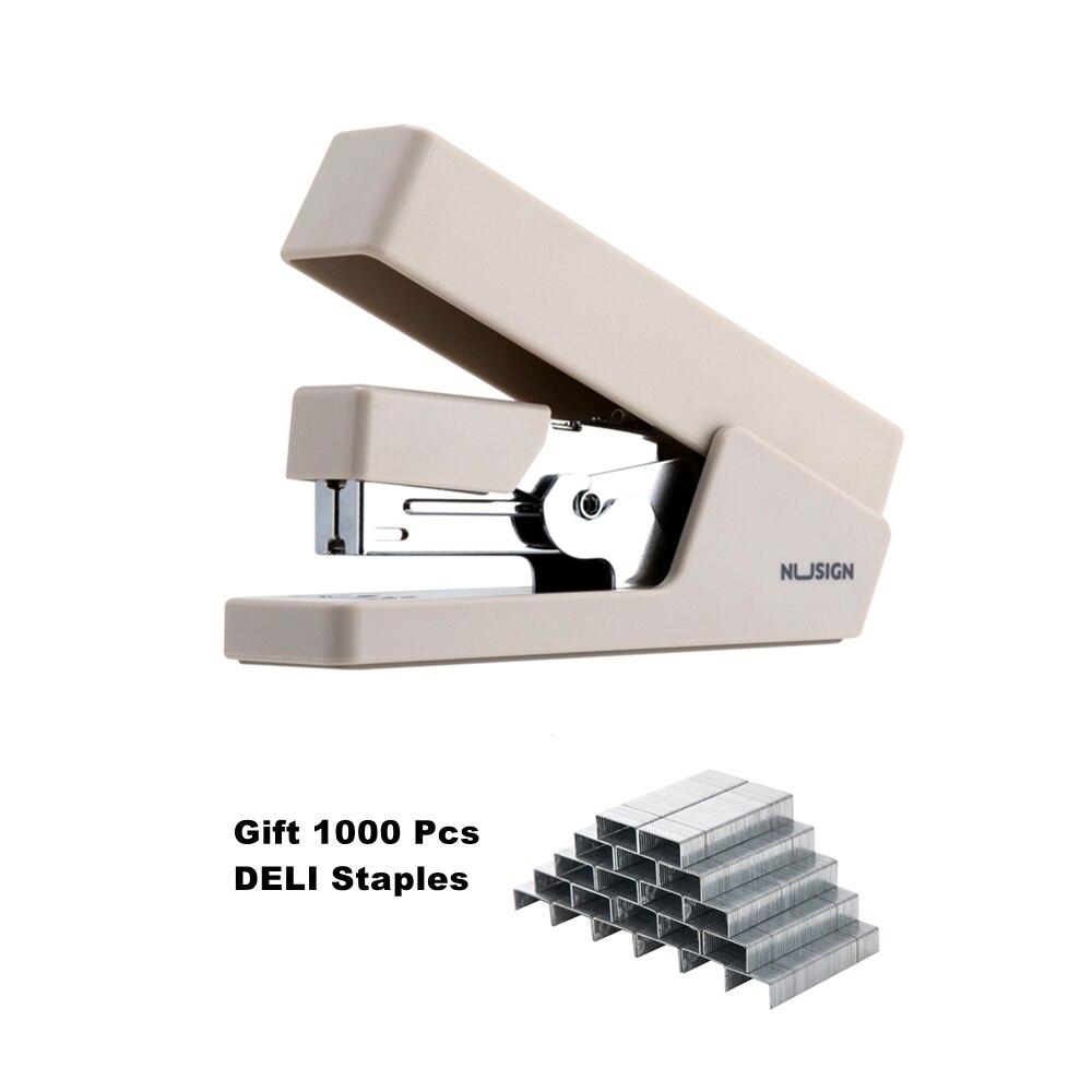 Deli Nusign Effortless Stapler 24/6 26/6 With 1000 Piece Staples Power Saving Paper Binding Mahine Stationery Office Supplies: Grey With Staple