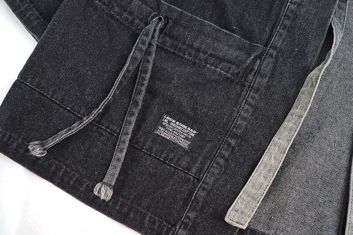 Men Japanese Streetwear Denim Samurai Cardigan Japan Tanjiro Kimono Jacket