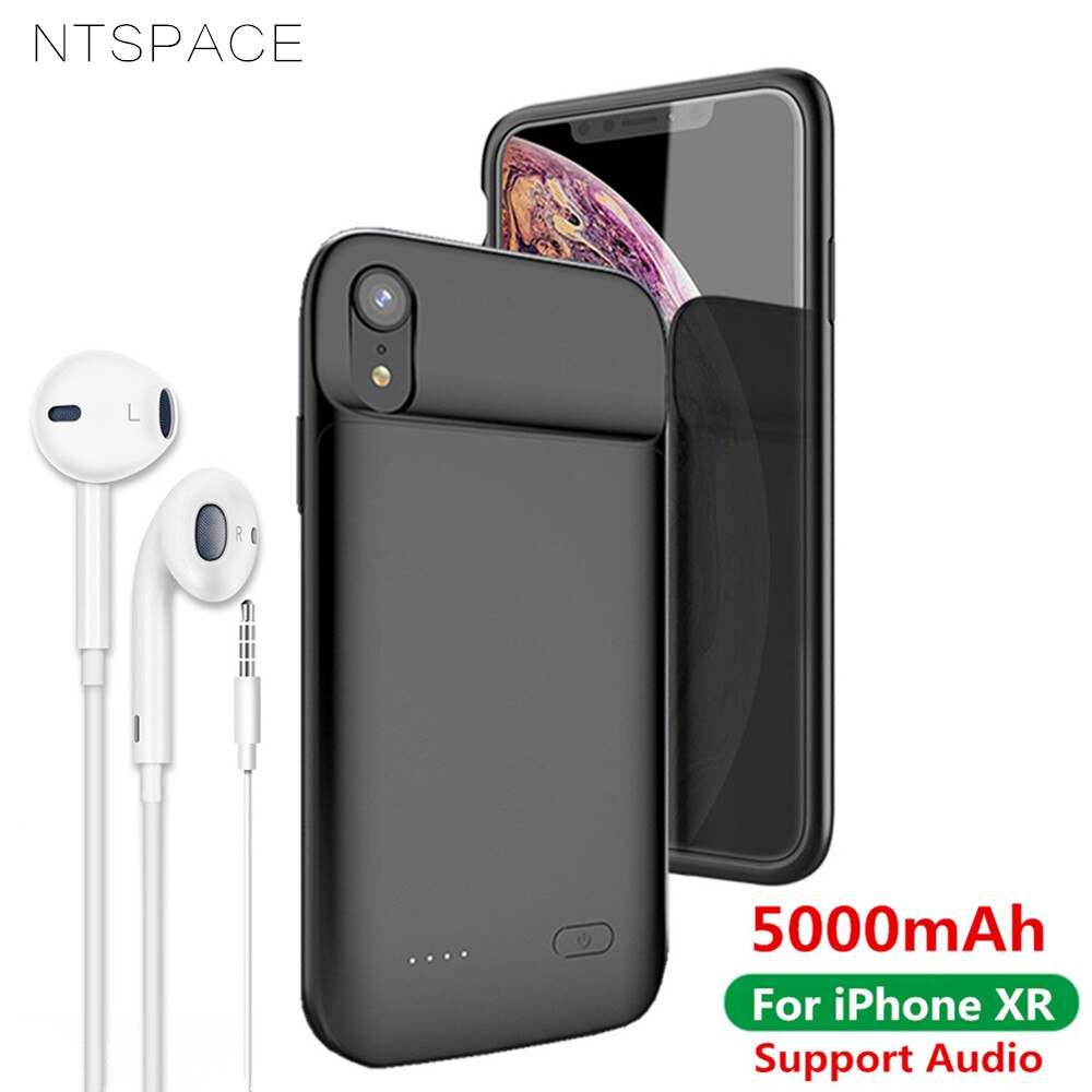 NTSPACE 5000mAh Liquid Silicone Shockproof Battery Charger Cases For iPhone XR Power Bank Charging Case External Battery Case