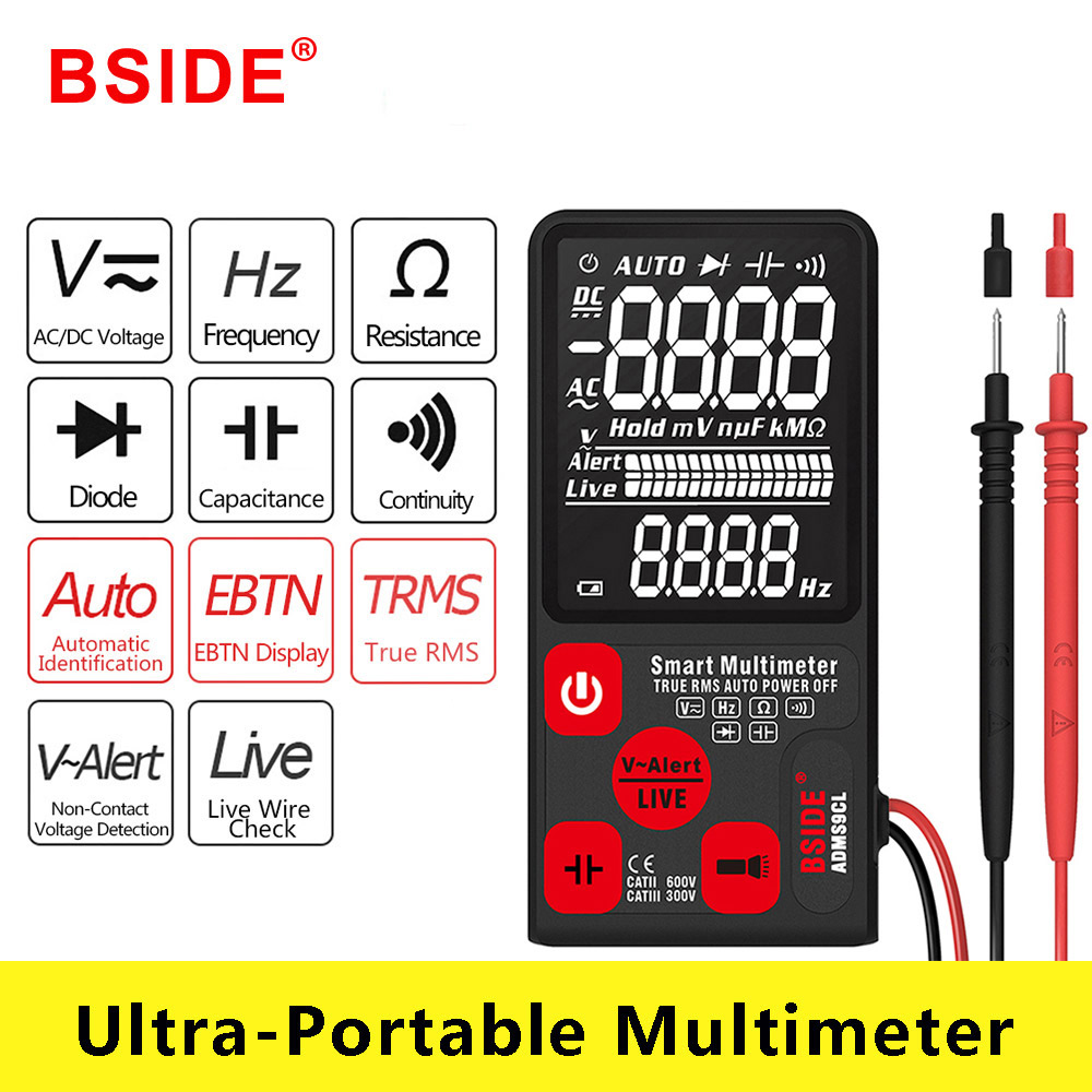 Multimètre Numérique BSIDE ADMS7 - Rétroéclairage, 6000 Counts, Détecteur Tension 600V