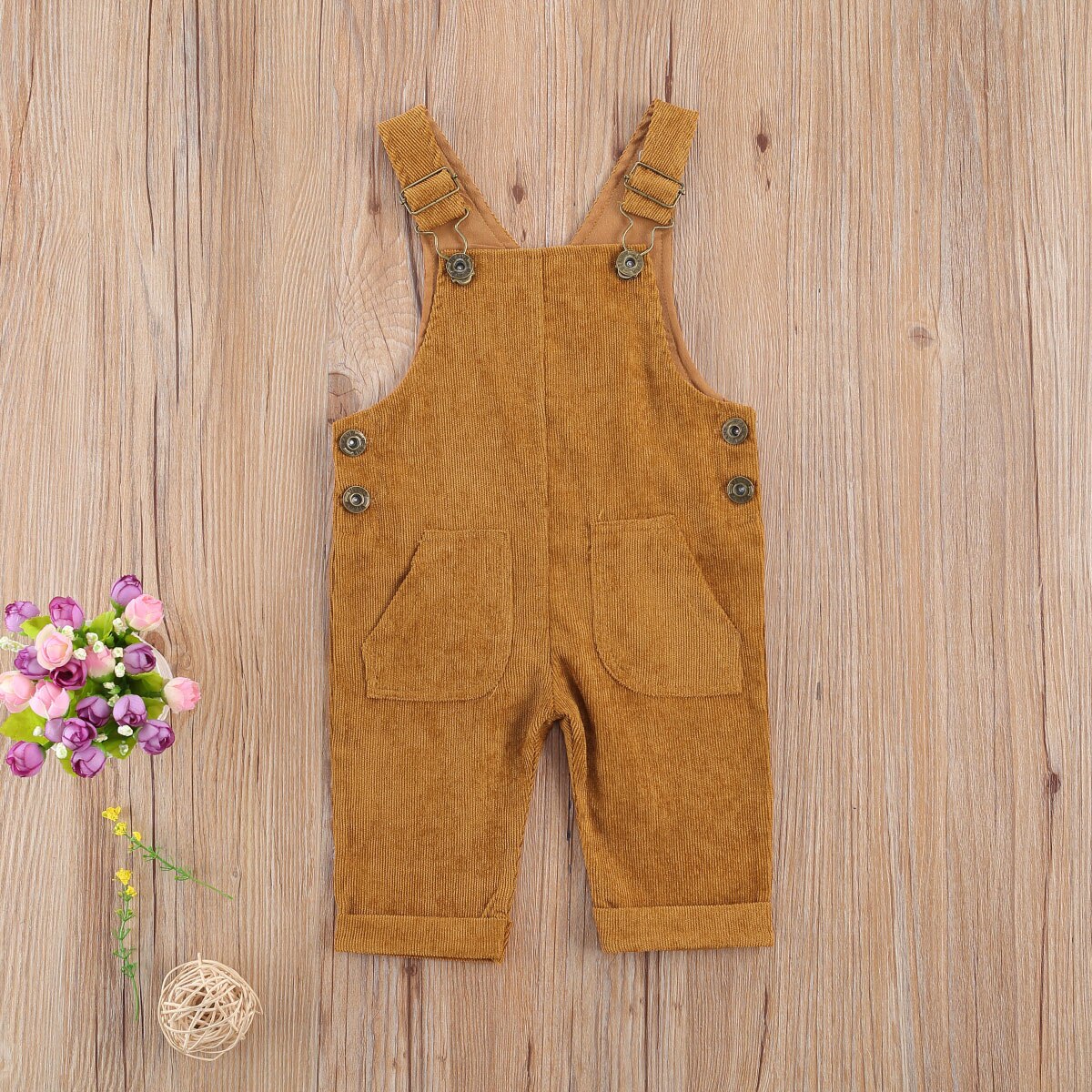 Pantalones de tirantes con botones para bebés y niños, pantalón holgado con bolsillos de Color sólido, traje con hebilla ajustable, 0 a 24 meses,