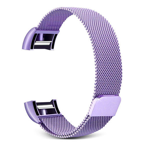 Factorymetal magnetisk smartwatch-rem til fitbit charge 2 rem rustfrit stål armbånd urrem til fitbit charge 2 armbånd: L / Blå lyserød