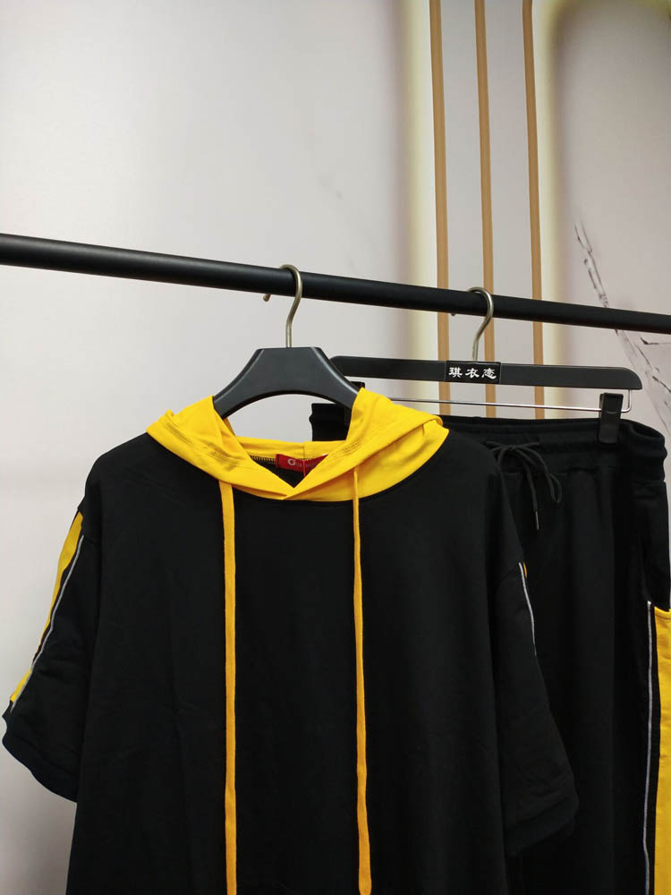Traje deportivo de talla grande para mujer, traje holgado a rayas con capucha, 150cm, 150cm, 6XL, 7XL, 8XL, 9XL, conjuntos informales de Color negro en contraste