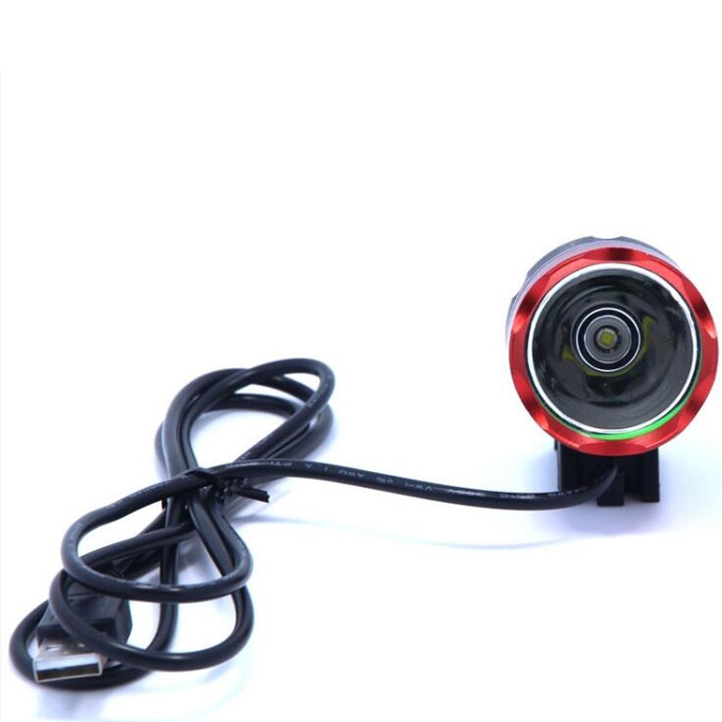Faro LED para bicicleta T6 con puerto USB, resistente al agua, 5 colores opcionales