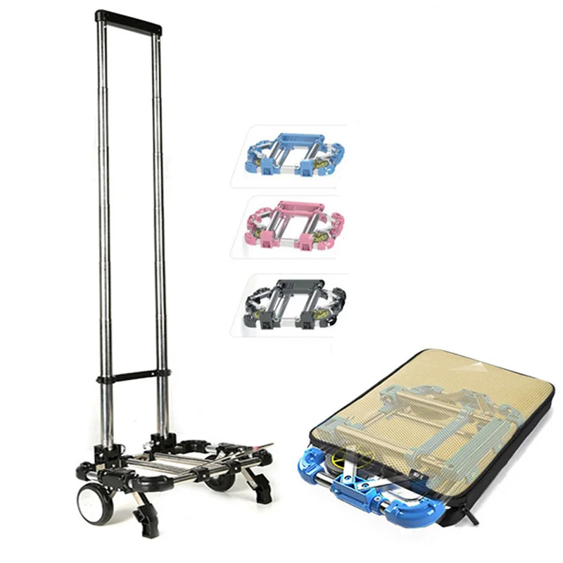 Equipaje de acero inoxidable plegable completo, capacidad de carga de 30kg, equipaje, maleta con ruedas fácil de llevar, mochilas escolares, carritos de compras