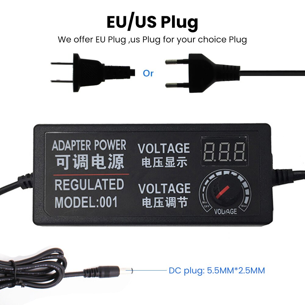 SUNYIMA Universal 220V To 12V Power Adapter, 3V, 5V, 6V, 9V, 12V, 5A Power Supply