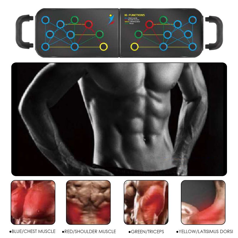 9 In 1 Push Up Board With Instruction Print Body Building Fitness Exercise Tools Men Women Push-up Stands For GYM Body Training