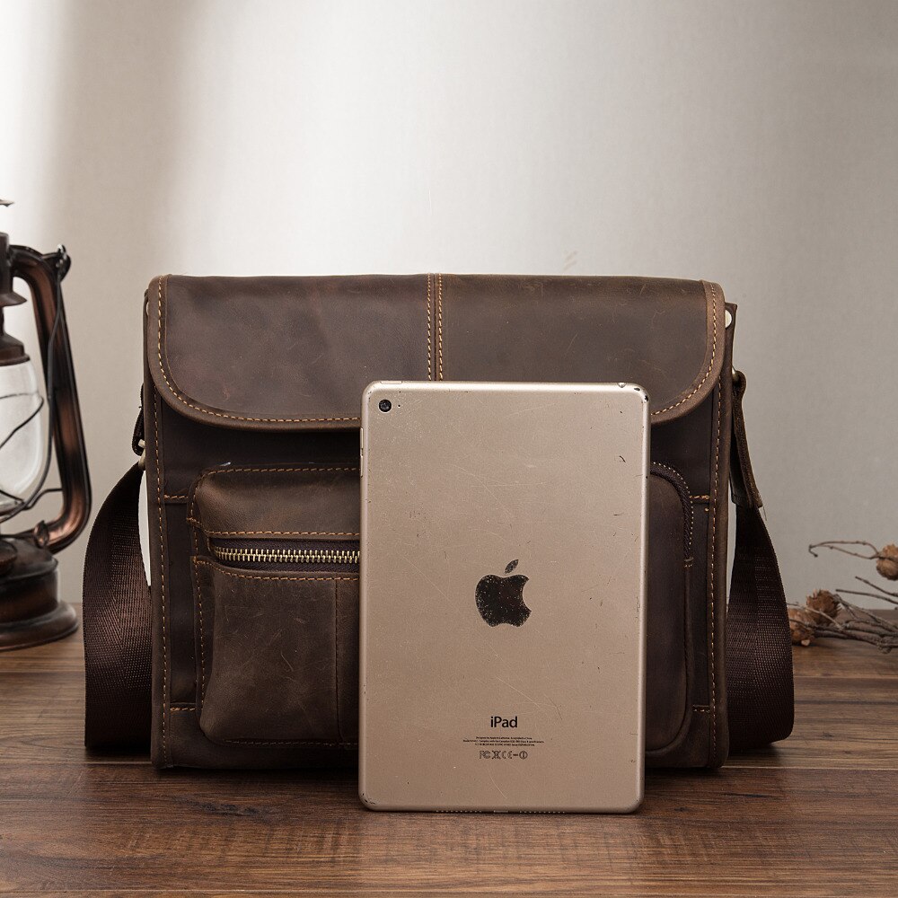 Mode Echt Leer Mannelijke Toevallige Messenger Bag Satchel 11 "Pad Crossbody Schoudertas School Book Bag Voor mannen 202-d