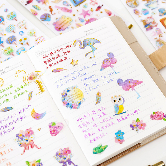 fantasy starry sky water sticker bronzing three-dimensional environmental protection mobile phone diary sticker material