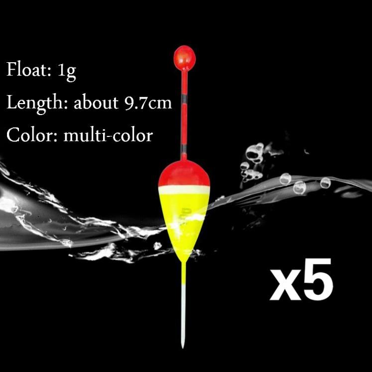 5pcs/lot Fishing Floats Set Buoy Bobber Fishing Light Stick Floats Fluctuate Mix Size Color Float Buoy for Fishing Accessories: 1g