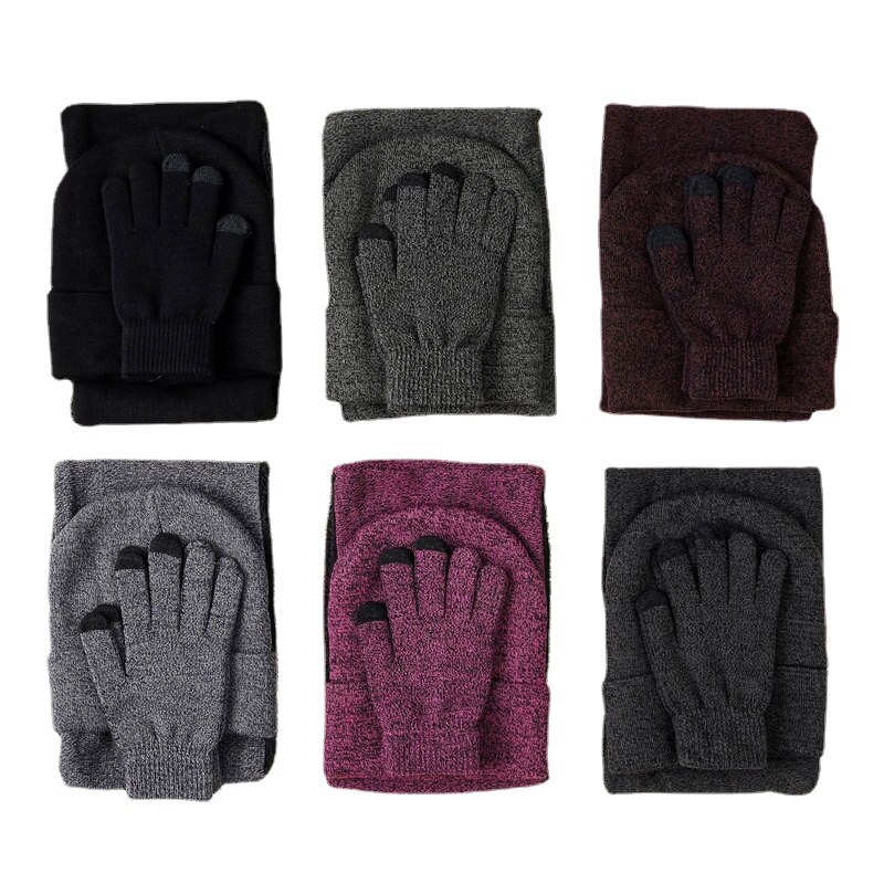 Pluss fløyels skjerf lue hanskesett varme luer berøringsskjerm hansker lue dame hansker sett luer gorras hombre panser caps menn